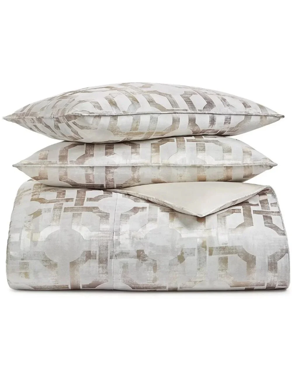 Hotel Collection Luxury Fresco 3Pc Queen Duvet Cover Set Gold Jacquard - New